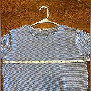 Small Marine Layer striped blue tee shirt.